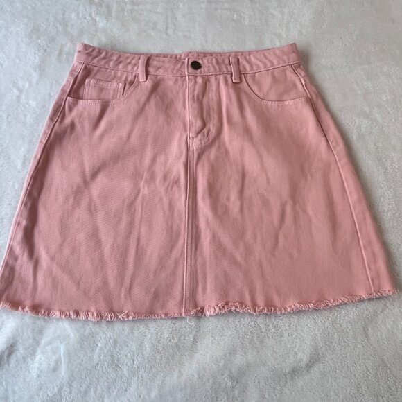Sadie & Sage Pink Denim Raw Hem Skirt Size Medium - Picture 1 of 8